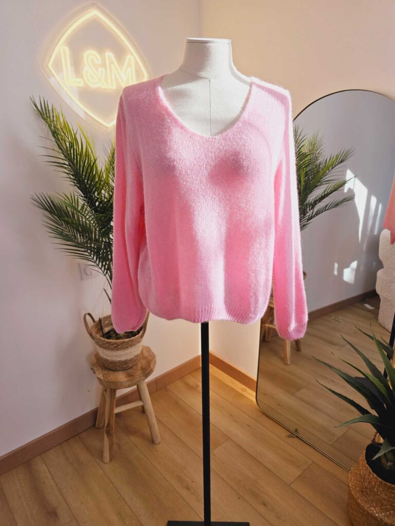 Pull col V mix alpaga/nylon