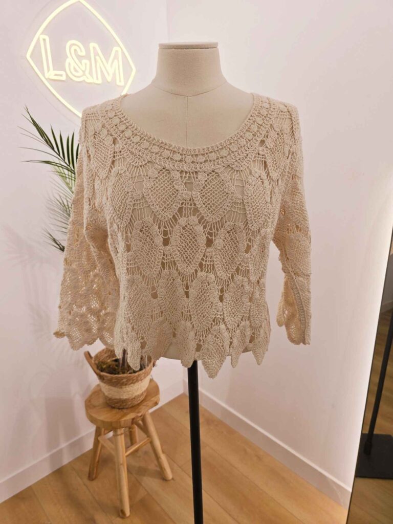 Haut crochet beige naturel