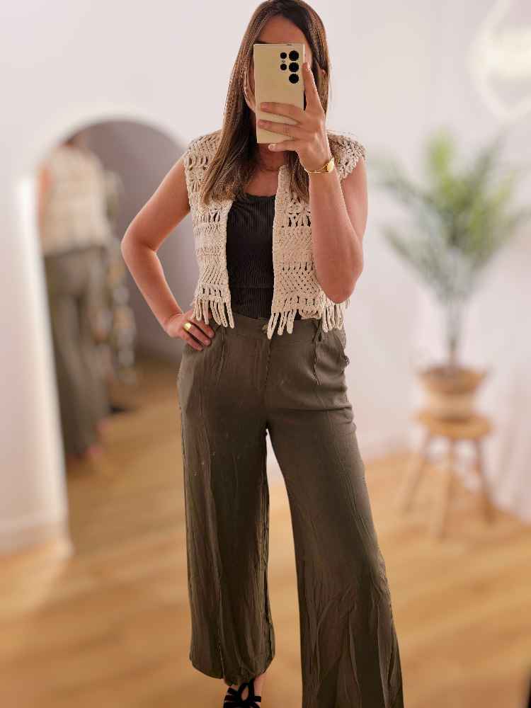 Gilet crochet franges