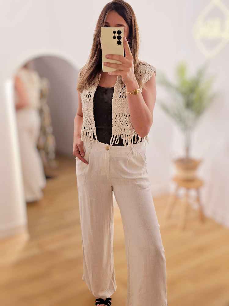 Pantalon mix lin et viscose