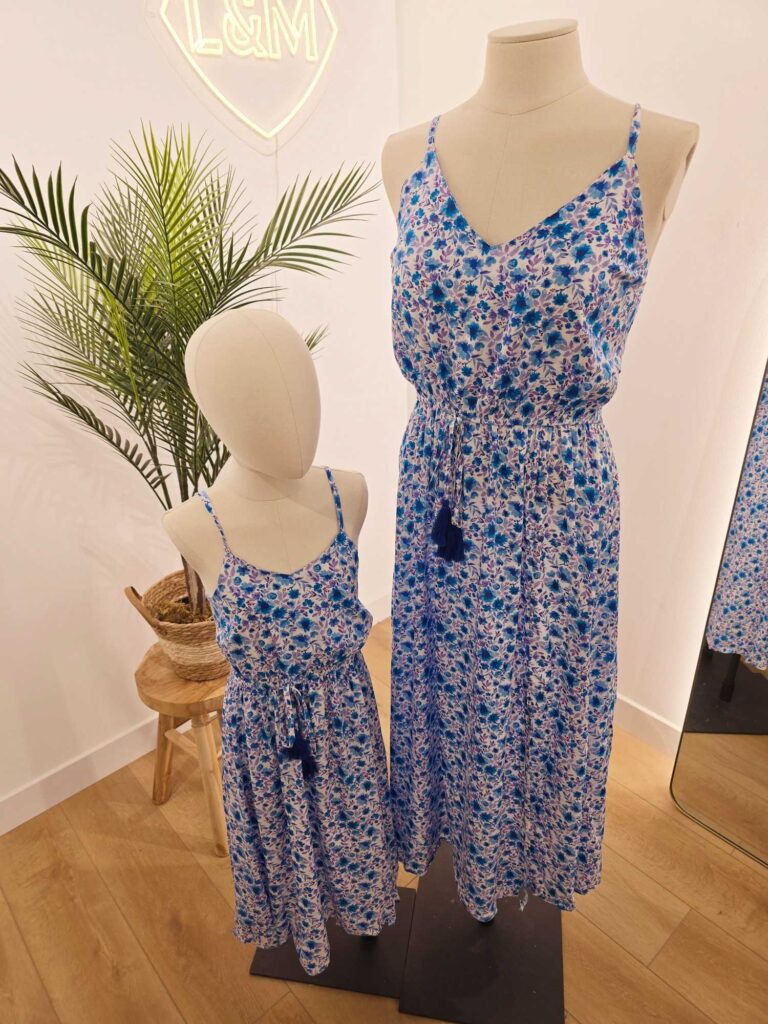 Robe longue bretelles petites fleurs