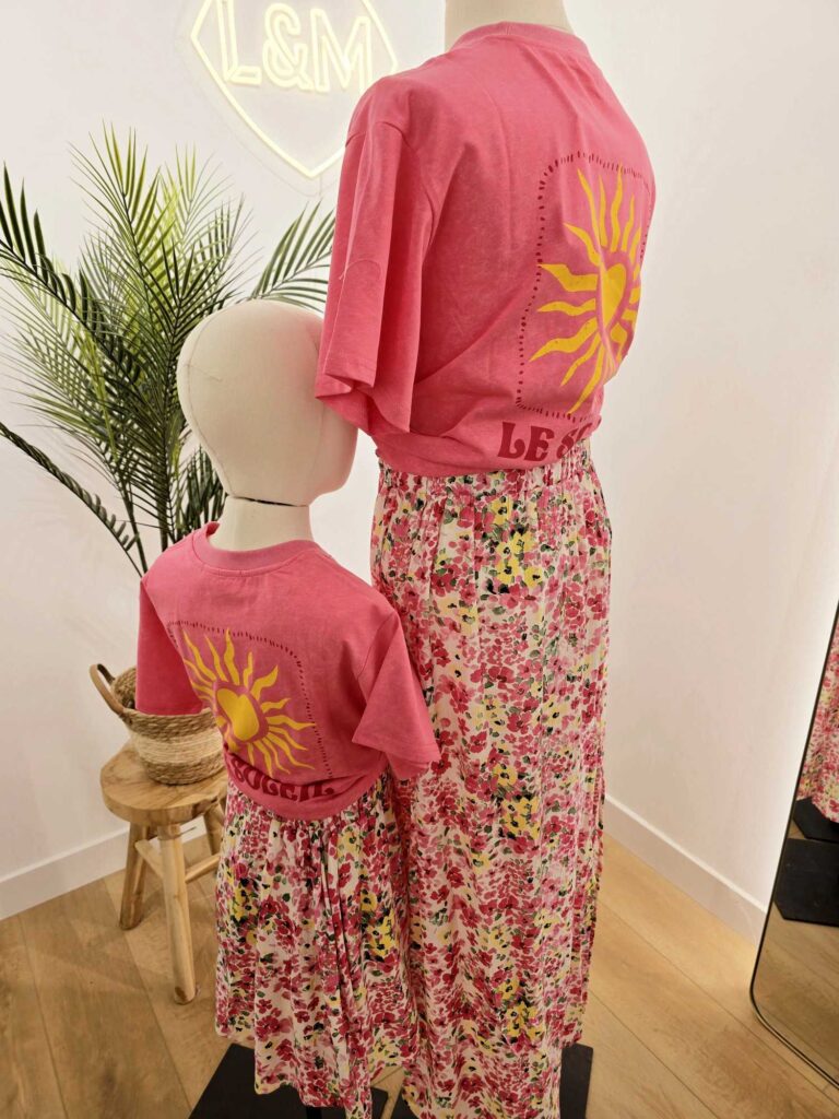Tee-shirt oversize "Le soleil" (rose ou blanc)