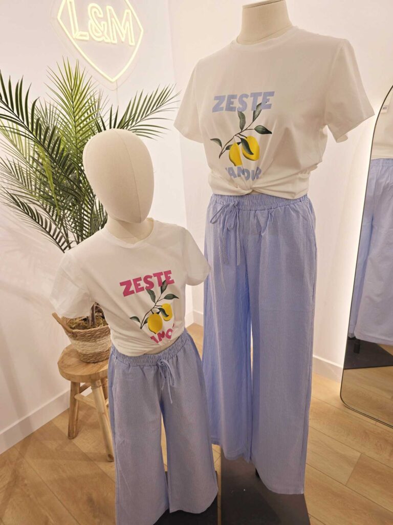 Tee-shirt "Zeste d'amour" citrons (bleu ou rose)