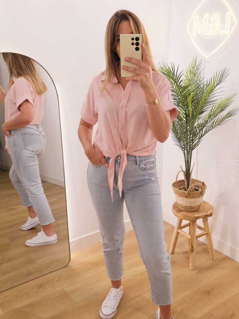 Chemise nouée fluide unie (plusieurs coloris)