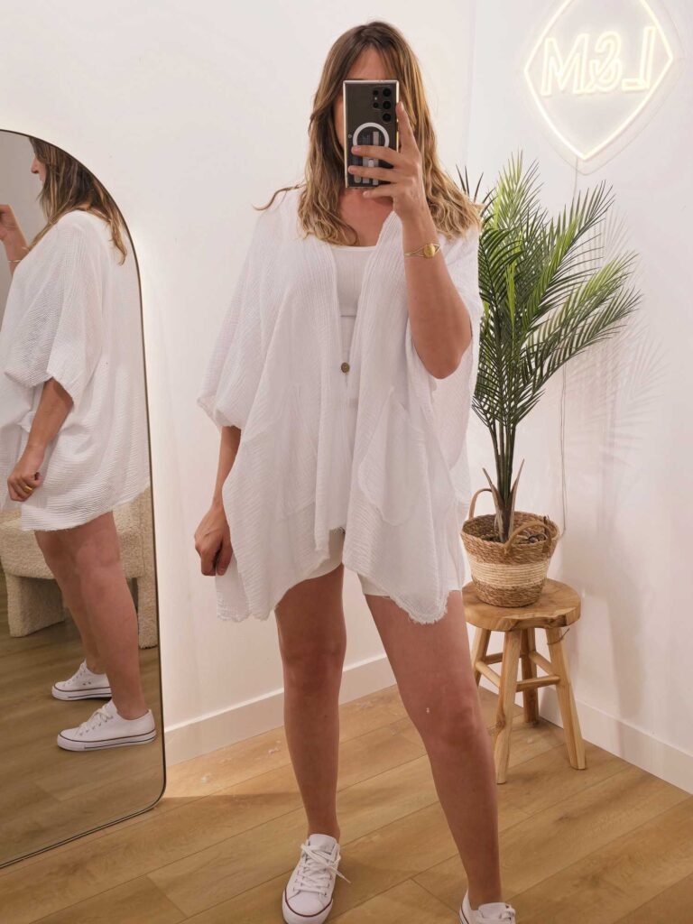 Veste gaze de coton 1 bouton