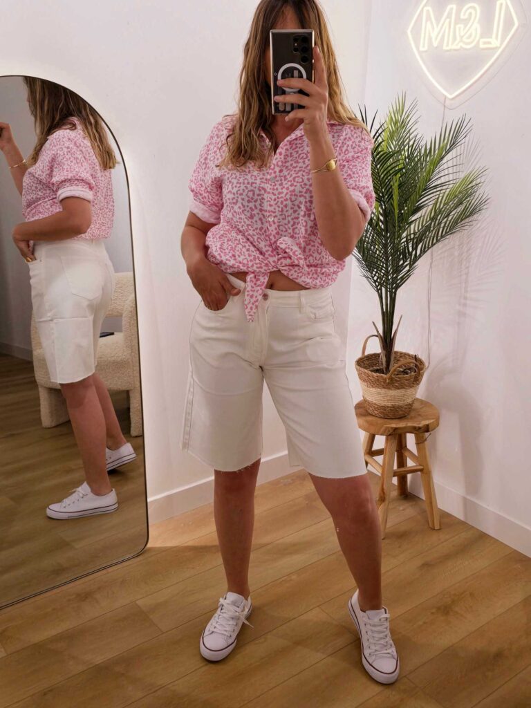Bermuda jeans blanc