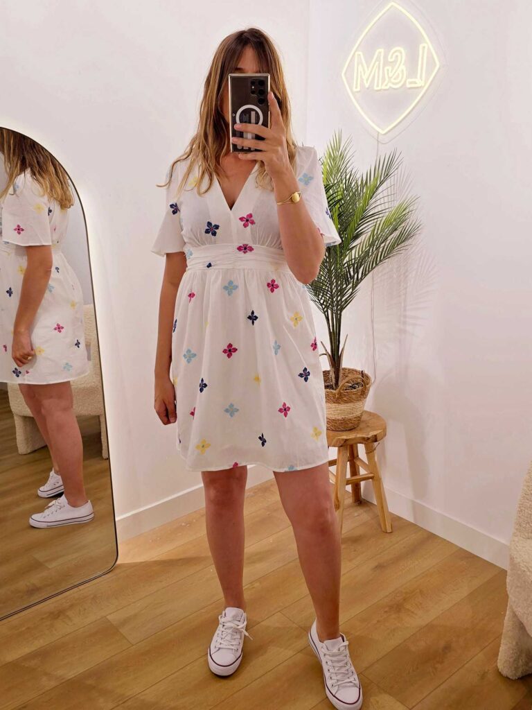 Robe courte fleurs multicolores