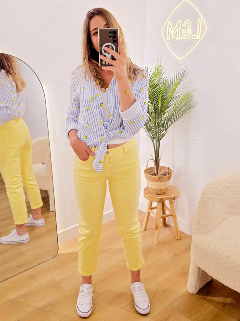Jeans mom jaune