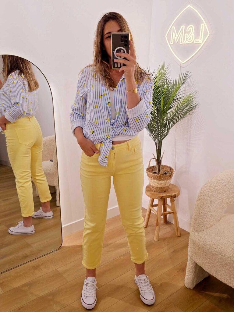 Chemise rayée multi citrons gaze de coton