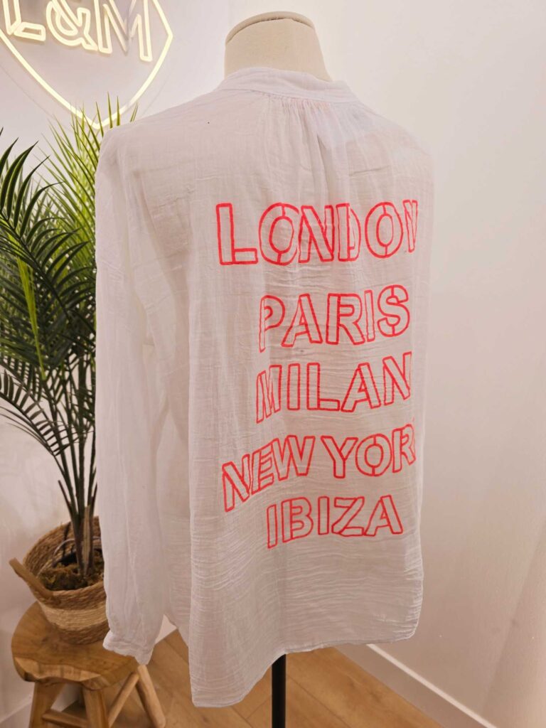 Chemise voile de coton incrisption