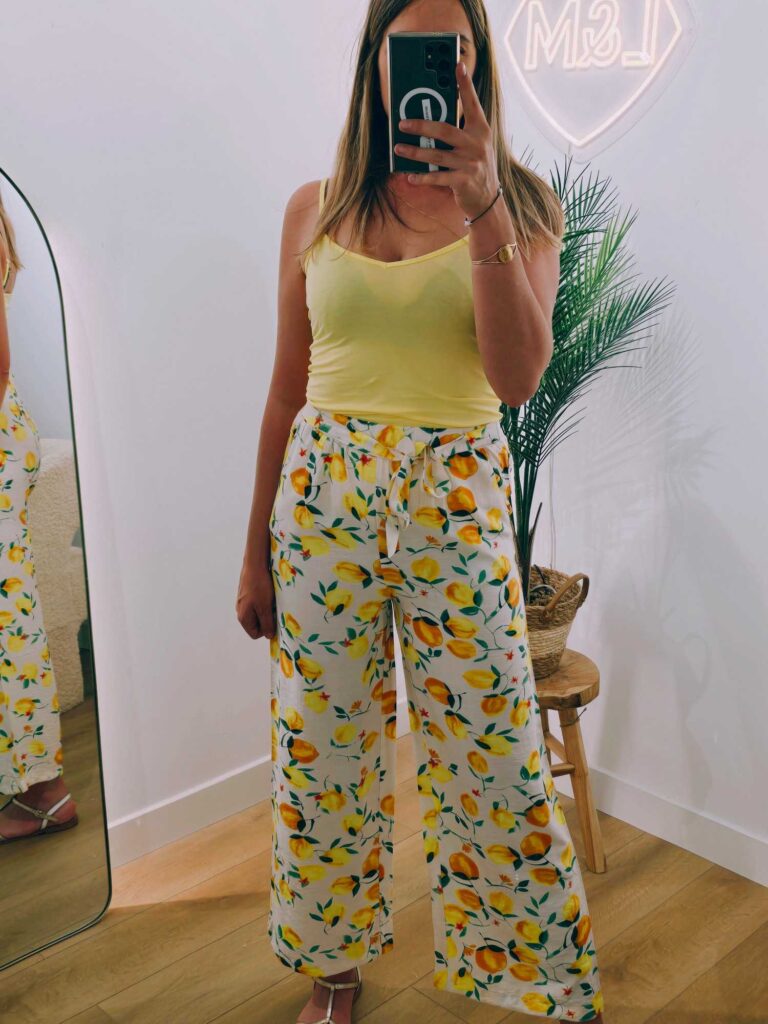Pantalon fluide print citrons