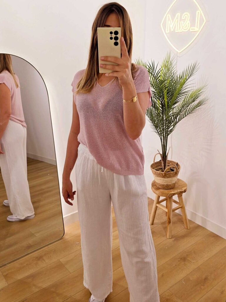 Tee-shirt sans manches lurex