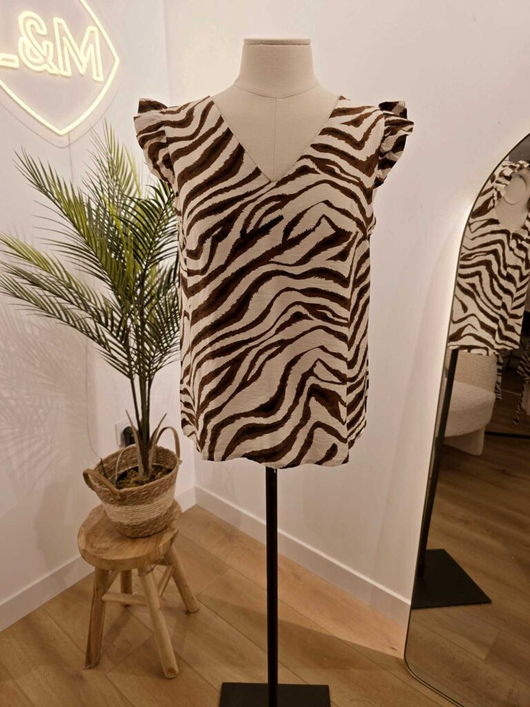 Blouse sans manches imprimé zébré
