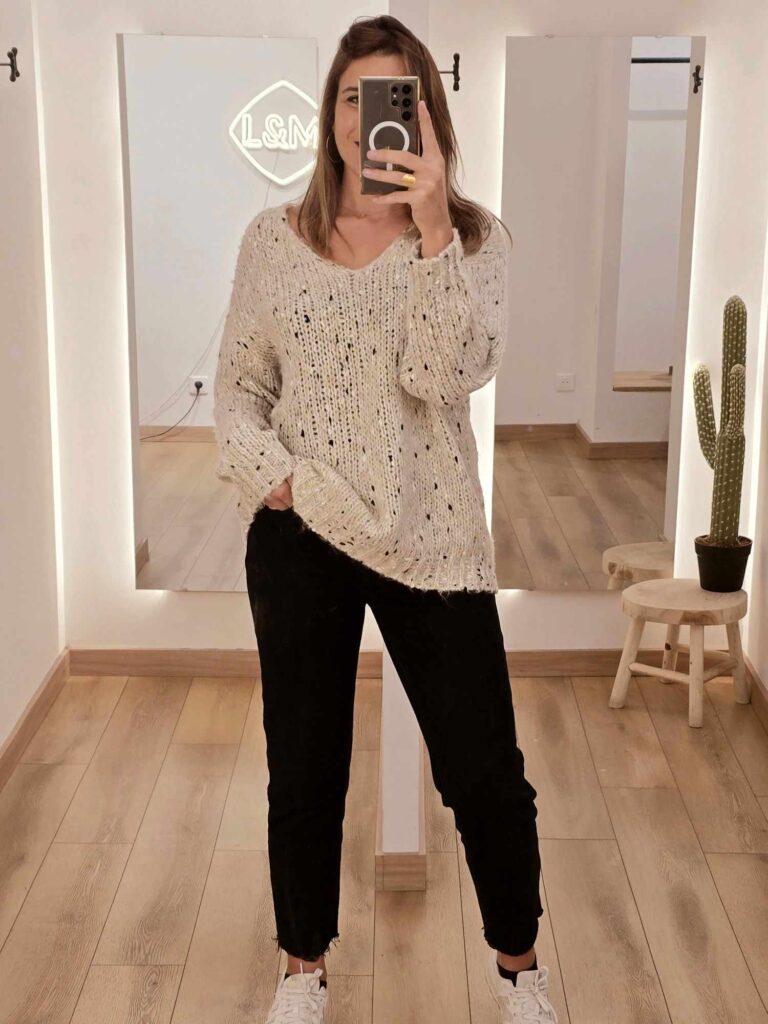 Pull maille col V
