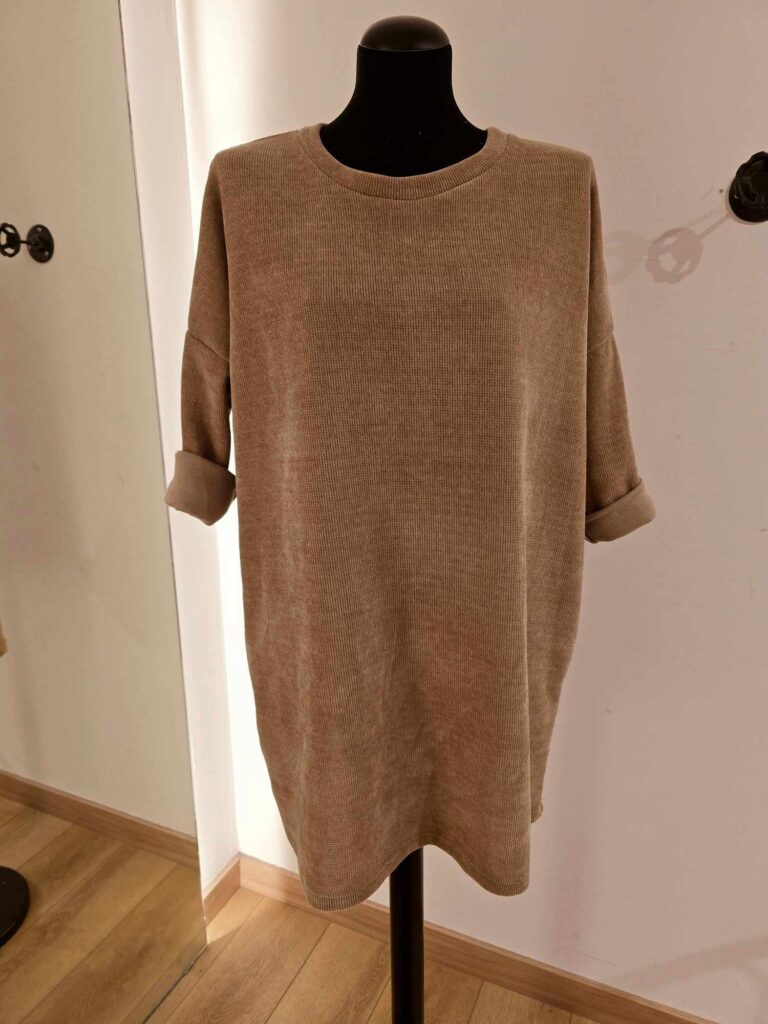 Robe sweat velour côtelé