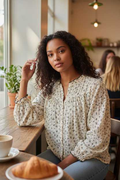 Chemisier en coton à fleurs