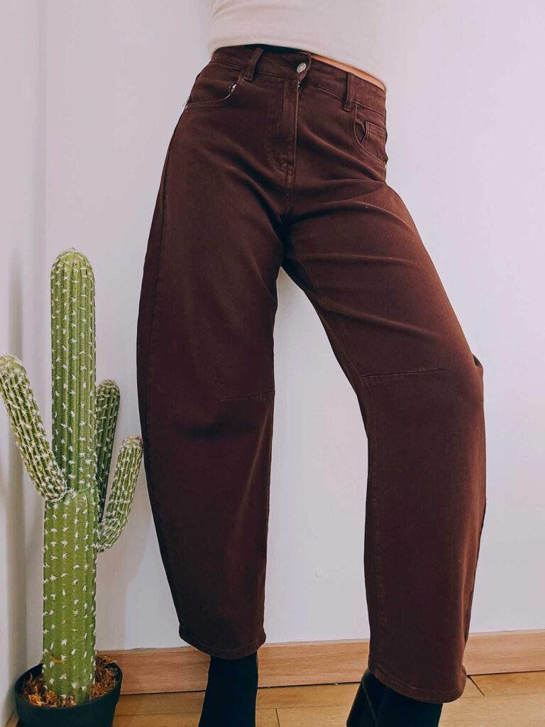 Jeans barrel marron