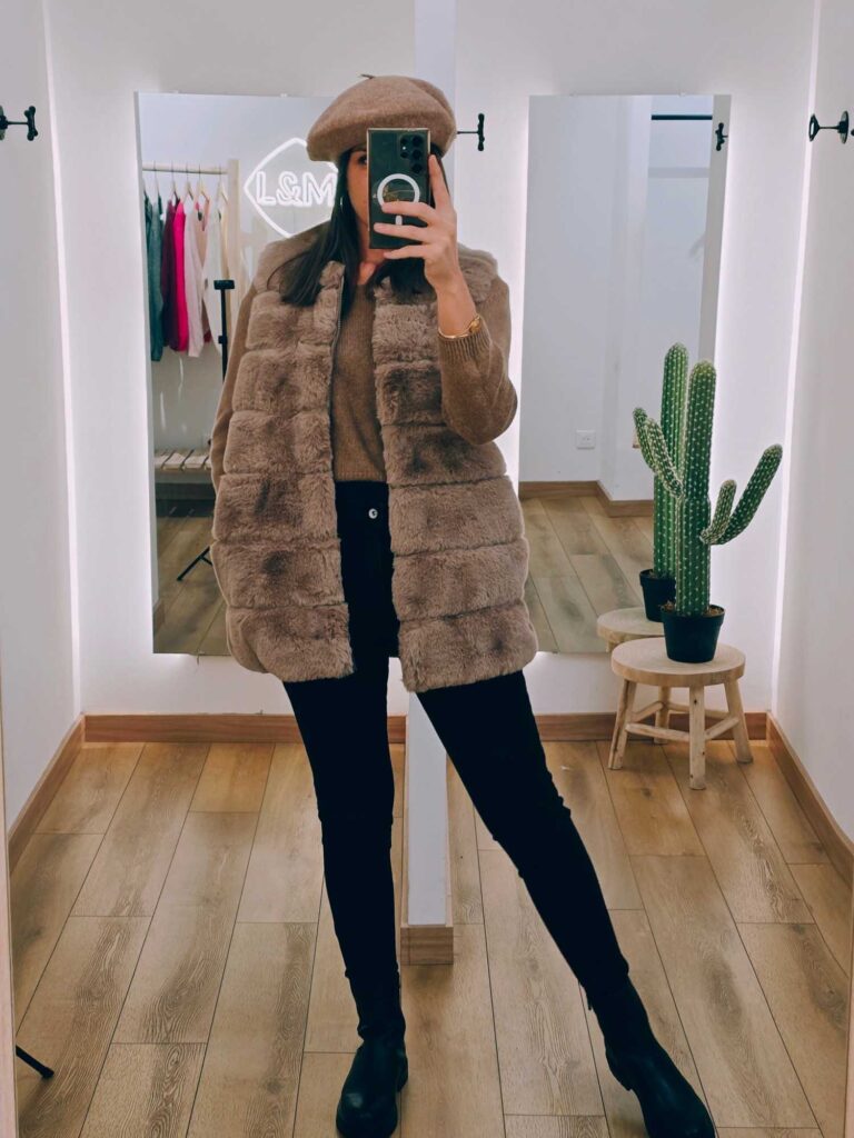 Gilet fausse fourrure mi-long