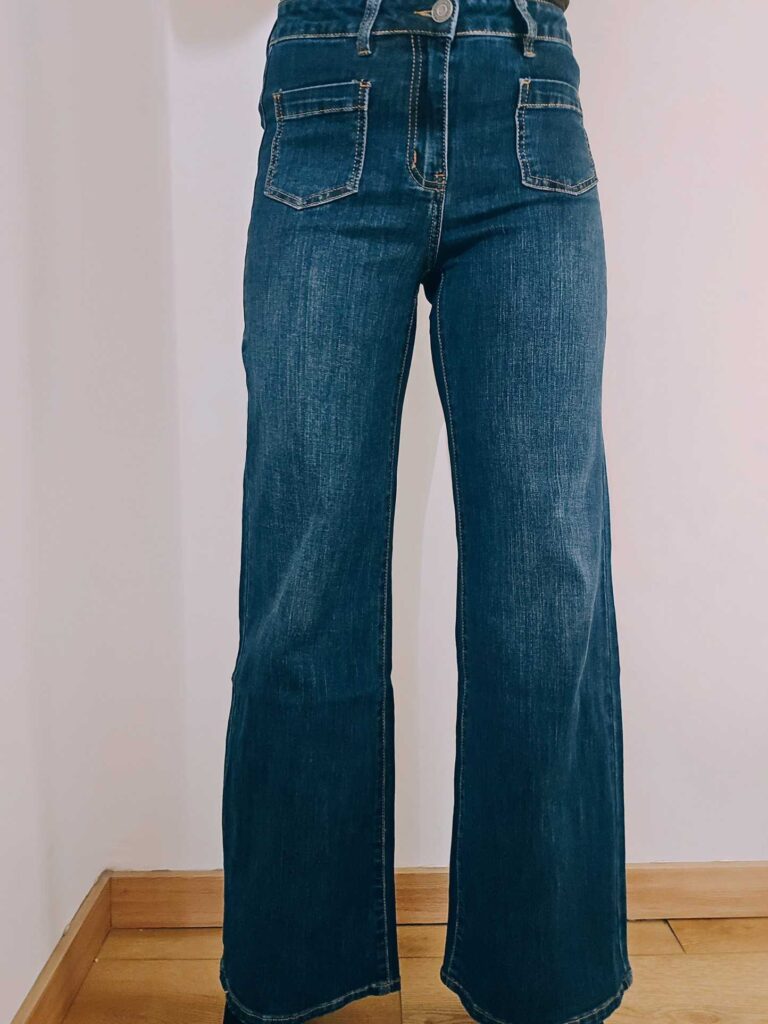 Jean wide leg poches
