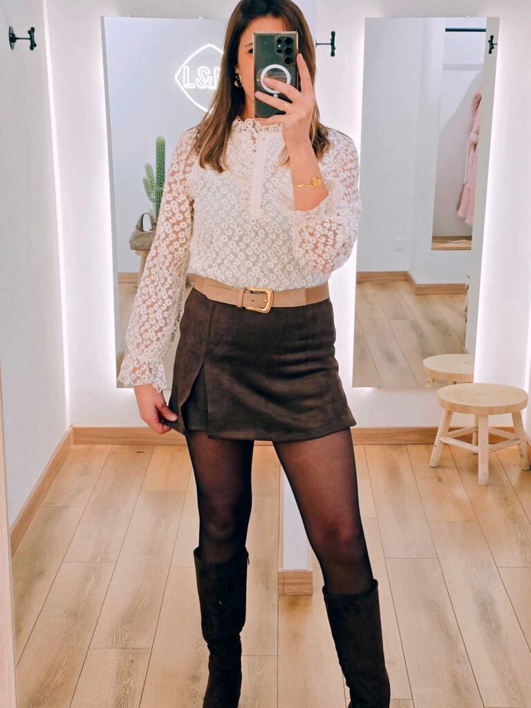 Jupe-short apect suedine