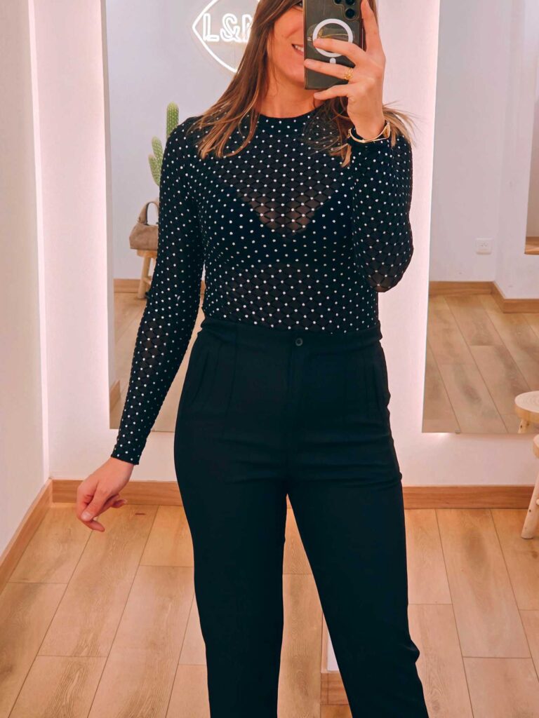 Body noir strass brillant