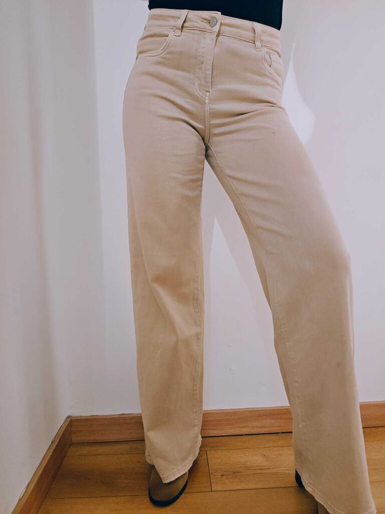 jeans wide leg beige