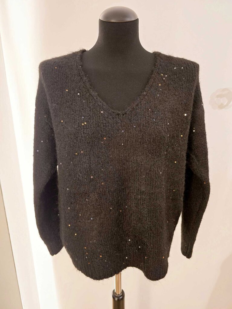 Pull col V sequins