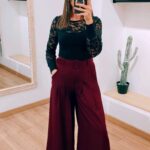 Pantalon palazzo uni avec ceinture