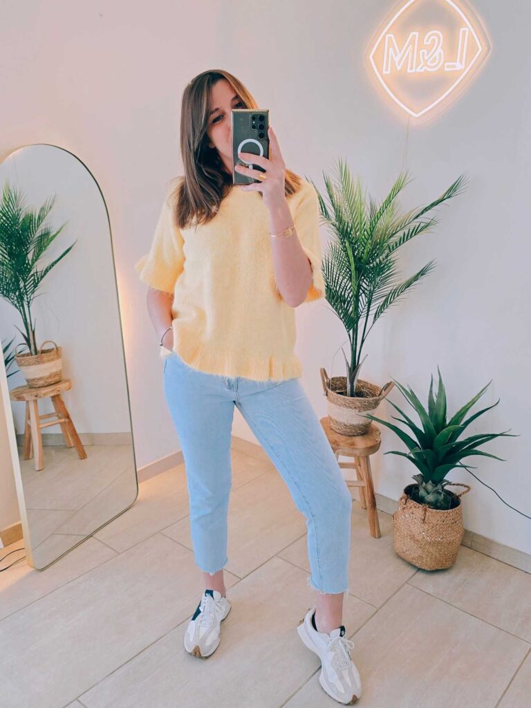 Pull manches courtes tulipe