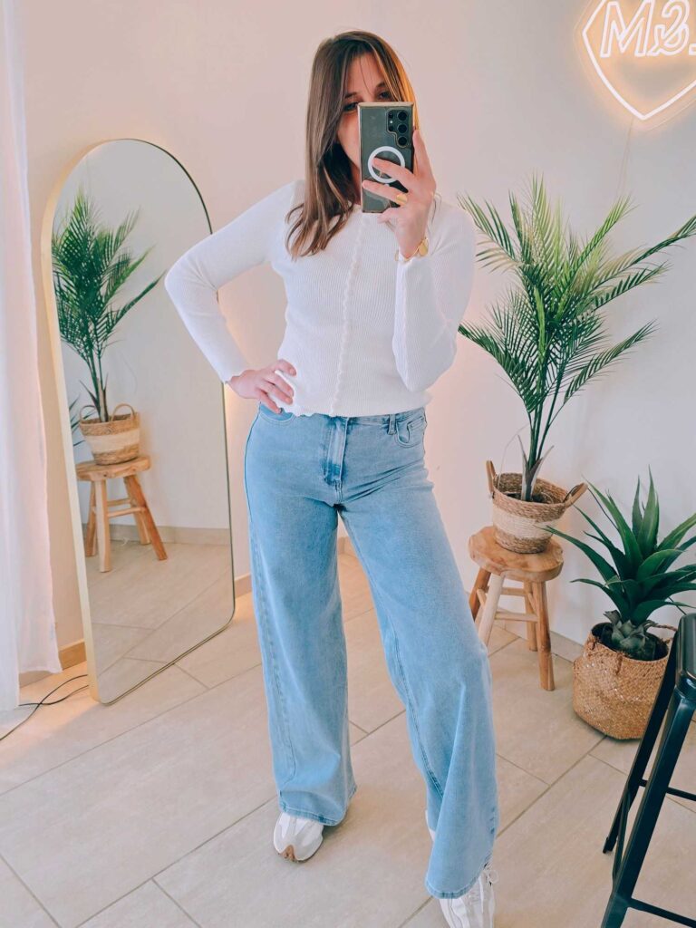 Jeans wide leg clair