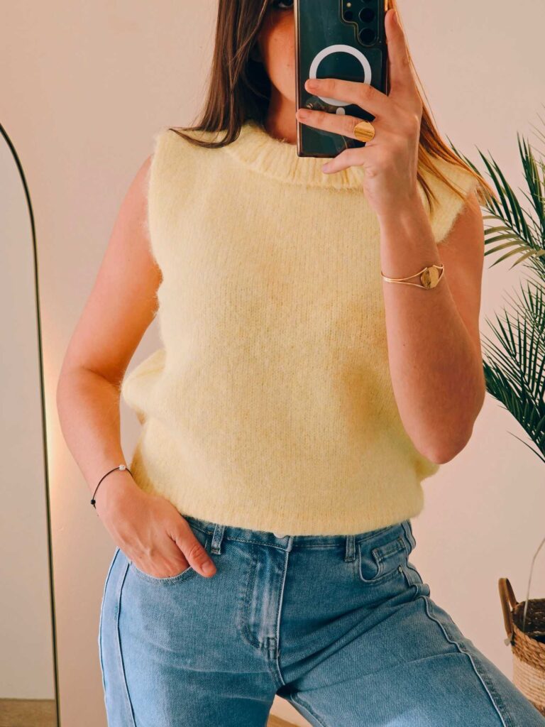 Pull sans manches lurex