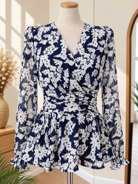 Blouse Portefeuille Fleurie