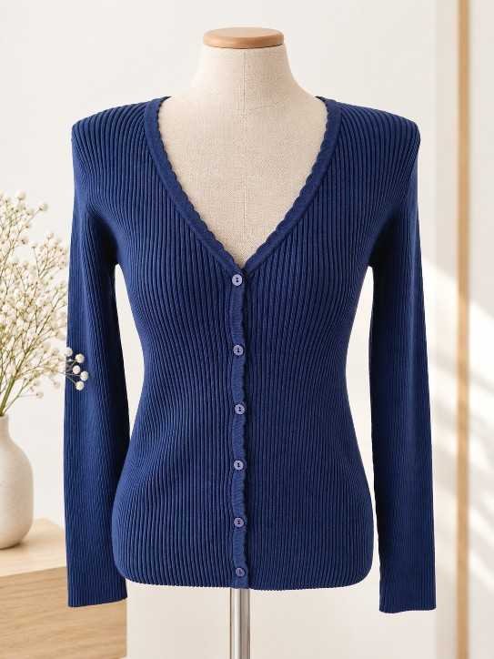 Gilet Maille Côtelée