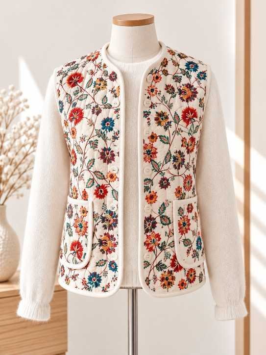 Veste sans manches fleurs