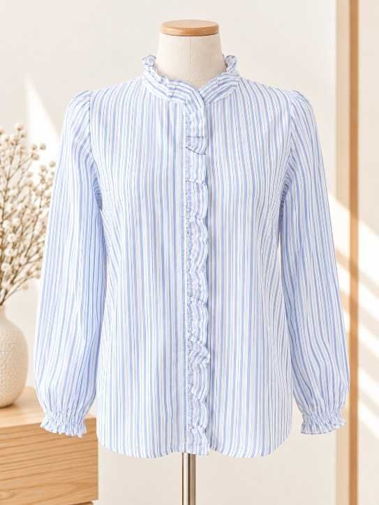 Chemise Rayures Col Volant
