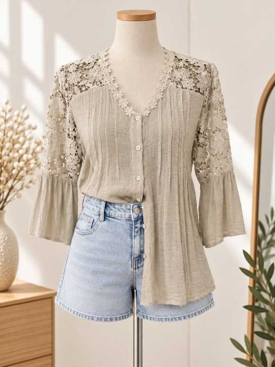 Blouse dentelle florale bohème