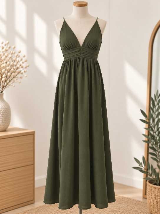 Robe longue bretelles décolleté