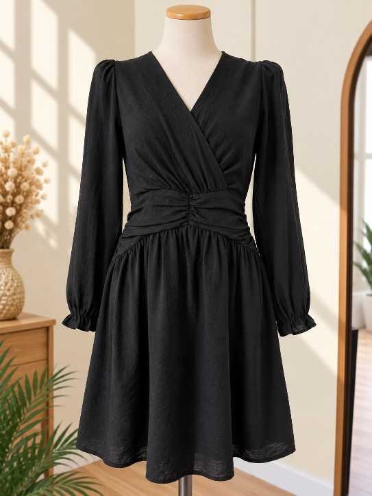 Robe Cache-Cœur Taille Froncée