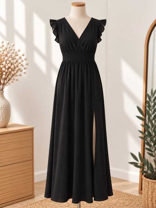 Robe longue volantée