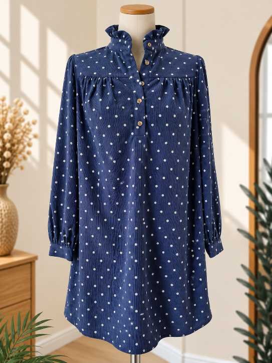 Robe Velours Côtelé Pois